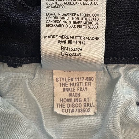 MOTHER The Hustler Ankle Fray Howling at the Disco Ball Dark Blue Denim Size 28 - Picture 14 of 14